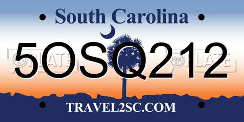 5OSQ212 South Carolina License Plate