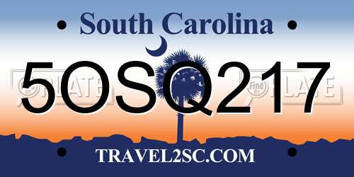 5OSQ217 South Carolina License Plate
