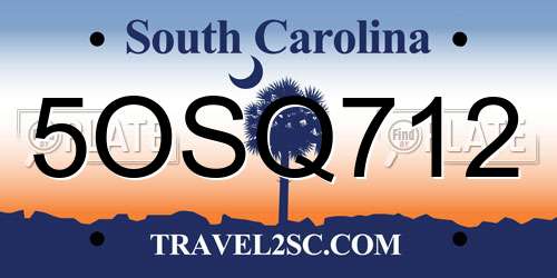 5OSQ712 South Carolina License Plate