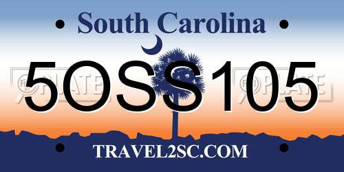 5OSS105 South Carolina License Plate
