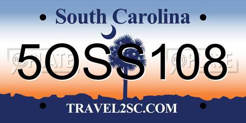 5OSS108 South Carolina License Plate