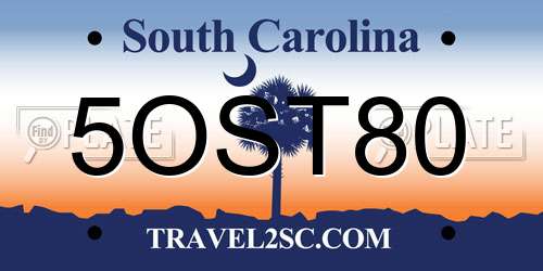 5OST80 South Carolina License Plate
