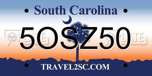 5OSZ50 South Carolina License Plate