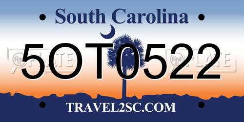 5OT0522 South Carolina License Plate