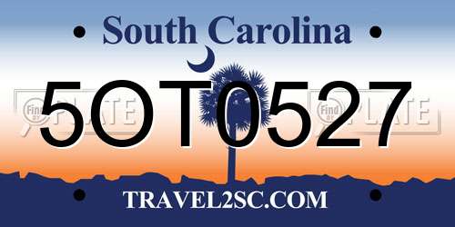 5OT0527 South Carolina License Plate