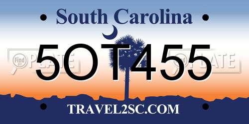 5OT455 South Carolina License Plate
