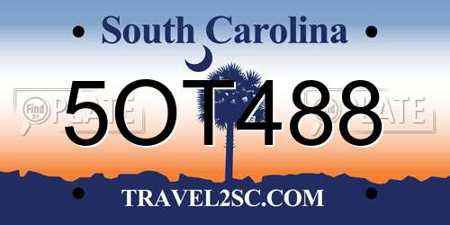 5OT488 South Carolina License Plate