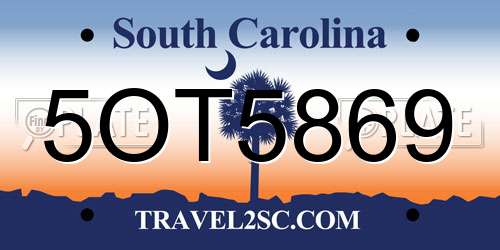 5OT5869 South Carolina License Plate