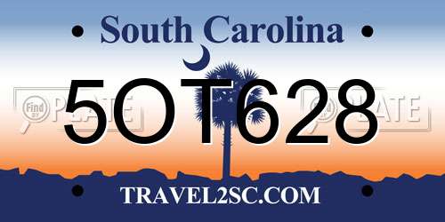 5OT628 South Carolina License Plate