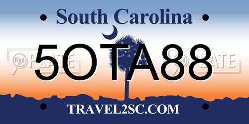 5OTA88 South Carolina License Plate