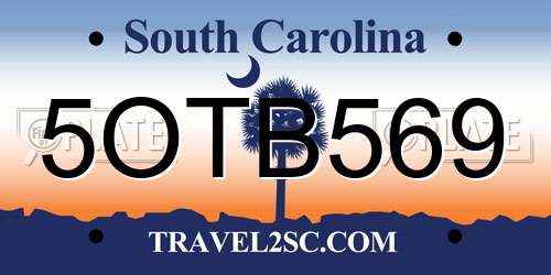 5OTB569 South Carolina License Plate