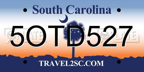 5OTD527 South Carolina License Plate