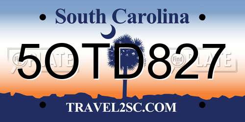 5OTD827 South Carolina License Plate