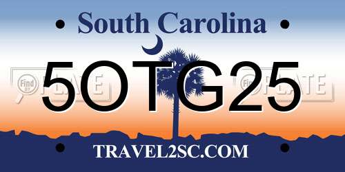 5OTG25 South Carolina License Plate