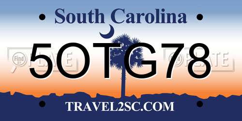 5OTG78 South Carolina License Plate