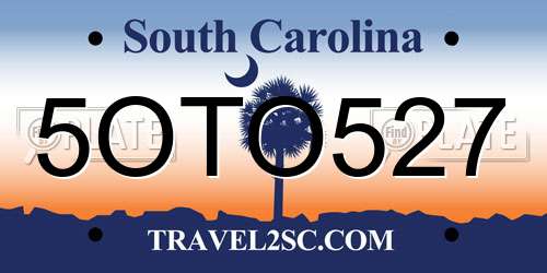 5OTO527 South Carolina License Plate