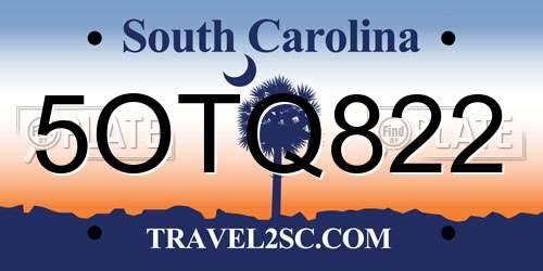 5OTQ822 South Carolina License Plate