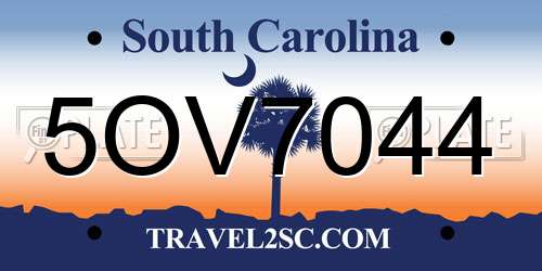 5OV7044 South Carolina License Plate