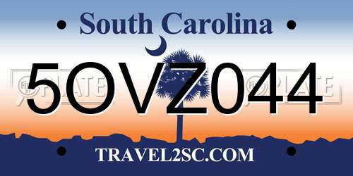 5OVZ044 South Carolina License Plate