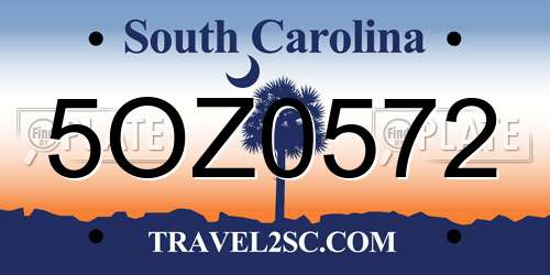 5OZ0572 South Carolina License Plate