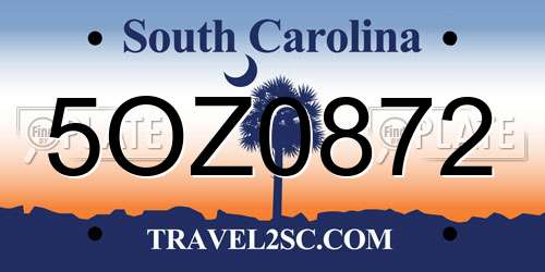 5OZ0872 South Carolina License Plate