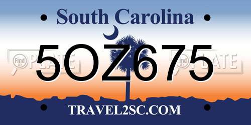5OZ675 South Carolina License Plate