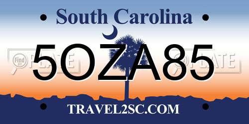 5OZA85 South Carolina License Plate