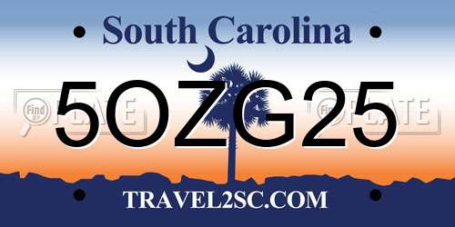 5OZG25 South Carolina License Plate