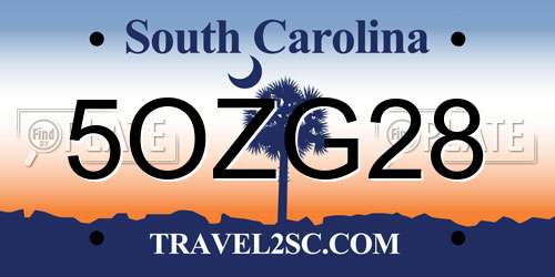 5OZG28 South Carolina License Plate
