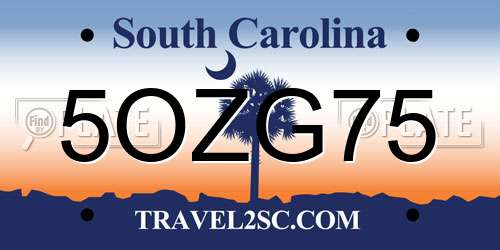 5OZG75 South Carolina License Plate