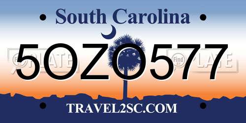 5OZO577 South Carolina License Plate