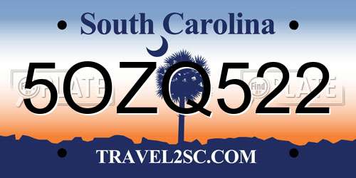 5OZQ522 South Carolina License Plate