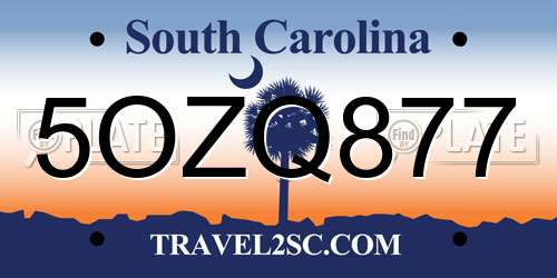 5OZQ877 South Carolina License Plate