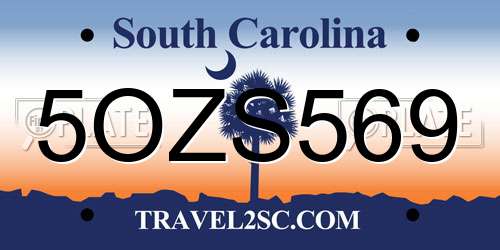 5OZS569 South Carolina License Plate
