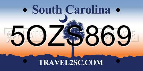 5OZS869 South Carolina License Plate
