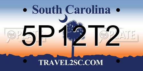 5P12T2 South Carolina License Plate