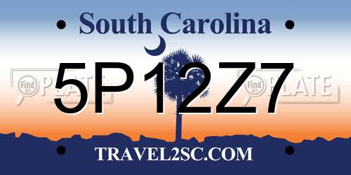 5P12Z7 South Carolina License Plate