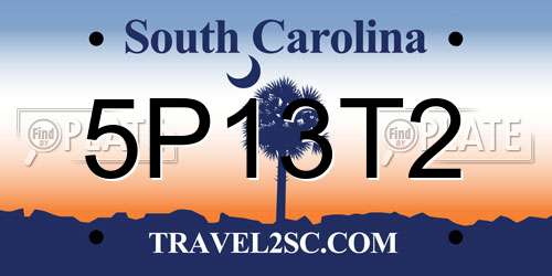 5P13T2 South Carolina License Plate