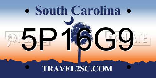 5P16G9 South Carolina License Plate