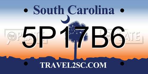 5P17B6 South Carolina License Plate