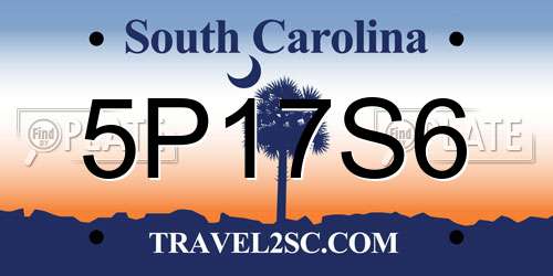 5P17S6 South Carolina License Plate