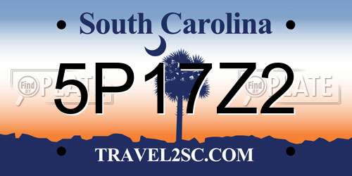 5P17Z2 South Carolina License Plate