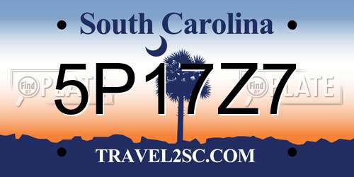 5P17Z7 South Carolina License Plate