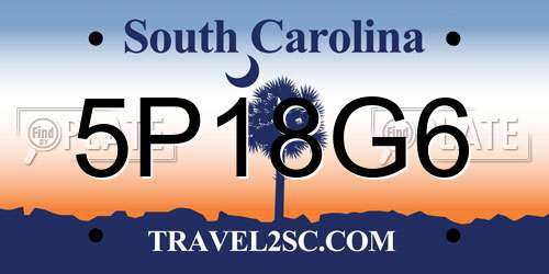 5P18G6 South Carolina License Plate