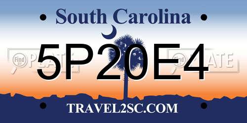 5P20E4 South Carolina License Plate