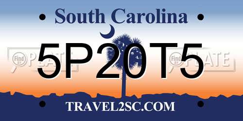 5P20T5 South Carolina License Plate