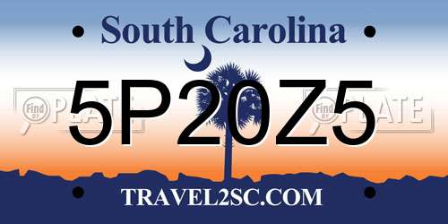 5P20Z5 South Carolina License Plate