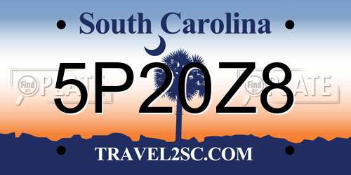5P20Z8 South Carolina License Plate