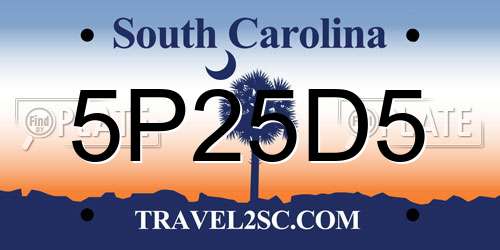 5P25D5 South Carolina License Plate