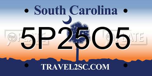5P25O5 South Carolina License Plate